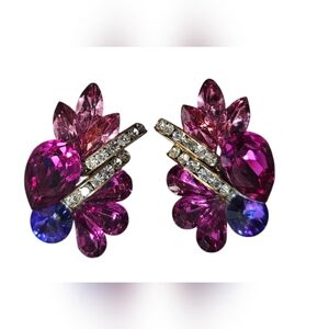 Elegant Pink and Purple Crystal Earrings